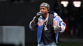 Kendrick Lamar lors de la mi-temps du Super Bowl au Caesars Superdome de la Nouvelle-Orléans, le 9 février 2025.