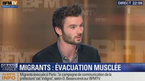 L'élu PCF Hugo Touzet a affirmé avoir été victime de violences lors de l'évacuation d'un camp de migrants, ce lundi, dans le 18e arrondissement de Paris.