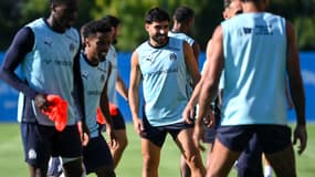 Neal MAUPAY ici à l'entraînement avec l'OM le 22/08/2025