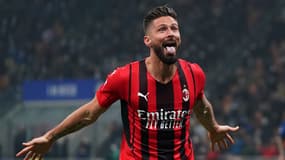 Olivier Giroud lors de la victoire de l'AC Milan contre l'Inter, le 6 février 2022.