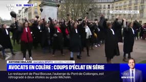 À Versailles, des avocats entament un flash-mob contre la réforme des retraites