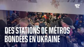 Les images de stations de métro bondées en Ukraine, où des habitants trouvent refuge