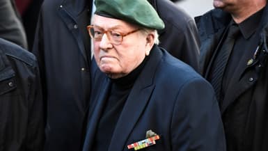 Jean-Marie Le Pen lors de funérailles, le 6 février 2020 à l'église Saint-Roch à Paris