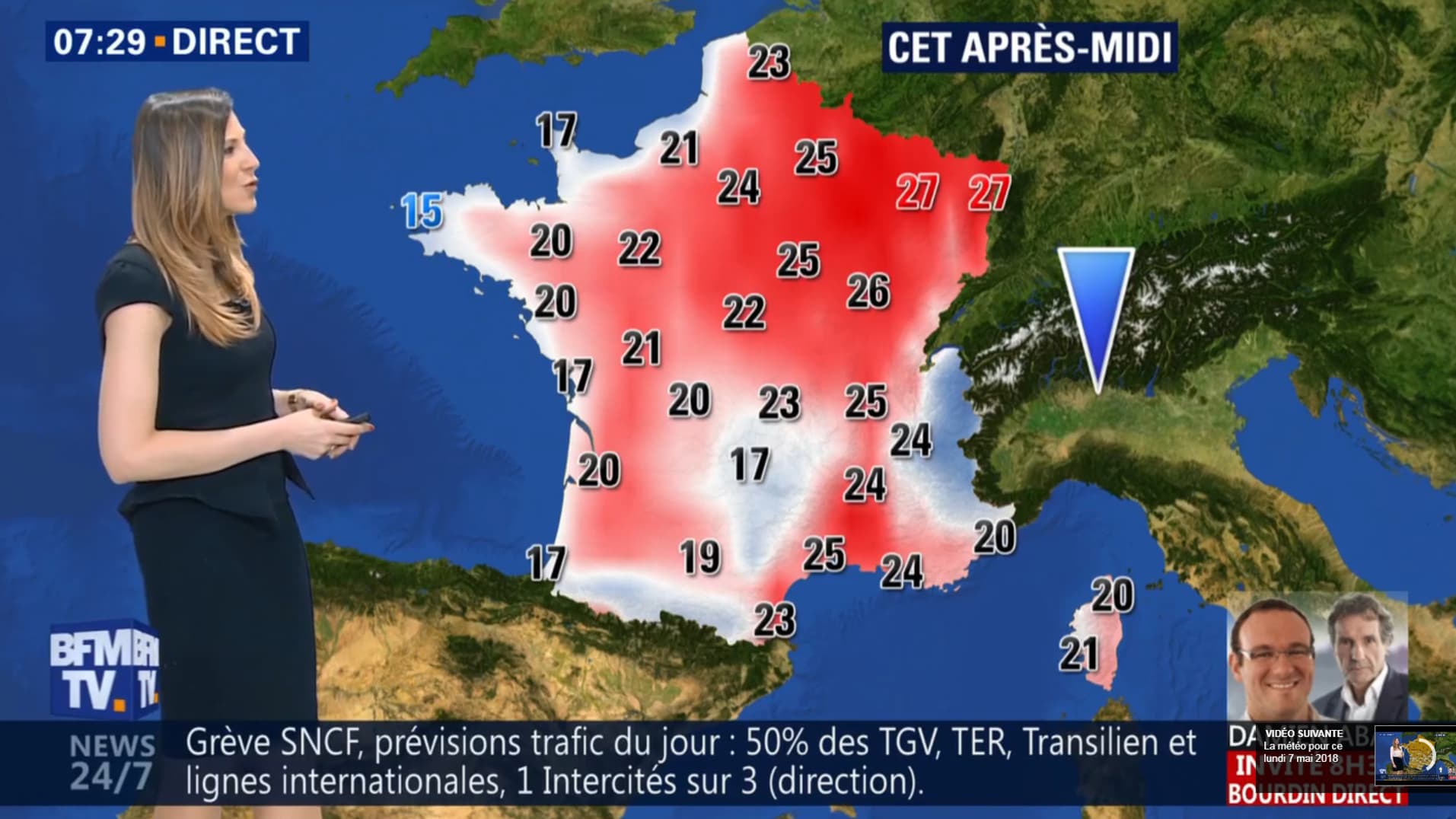 Températures pour le mercredi 9 mai 2018. Températures pour le mercredi 9 mai 2018.