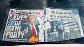 Des journaux dans une voiture près de la résidence de Donald Trump en Floride, le 29 novembre 2024