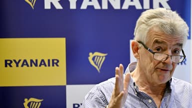 Le directeur général de la compagnie aérienne à bas prix irlandaise Ryanair, Michael O'Leary, lors d'une conférence de presse à Bruxelles le 29 janvier 2025.