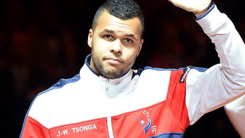 Jo-Wilfried Tsonga lors du week-end de Coupe Davis à Villeneuve d'Ascq.