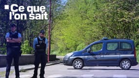 Des gendarmes français bloquent l'accès à une route à La Grand-Combe, dans le sud de la France, le 25 avril 2025, après qu'un fidèle musulman a été poignardé à mort à la mosquée locale.