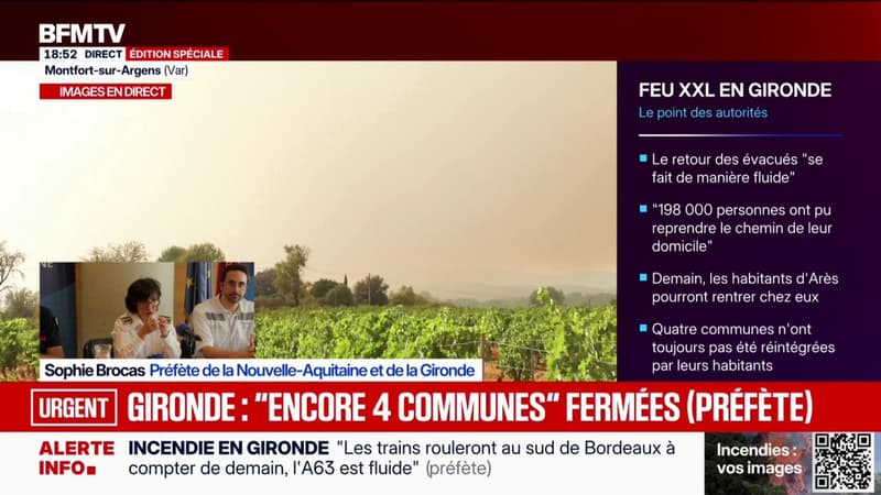 Incendie en Gironde: "Le feu n'est pas fixé mais on progresse", assure la préfète Sophie Brocas