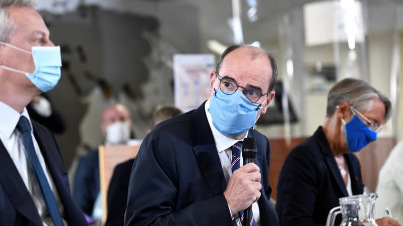 Jean Castex, lors d'une visite de l'usine Bic à Montévrain (Seine-et-Marne) le 14 septembre.