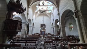 Le clocher de l'église de Saint-Nicolas-de-Bourgueil ainsi qu'une partie du toit a été emporté par une tornade ce samedi 19 juin 2021