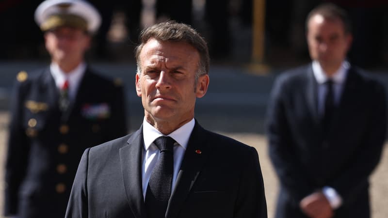 Emmanuel Macron au Mont Valérien pour la cérémonie de commémoration de l'appel du 18-Juin
