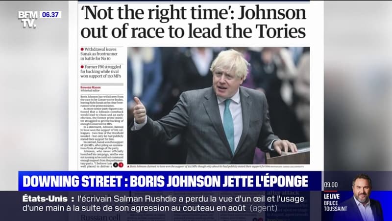Royaume-Uni: Boris Johnson se retire de la course à Downing Street, Rishi Sunak grand favori