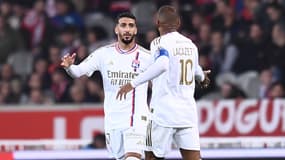 Saïd Benrahma et Alexandre Lacazette lors de Lille-Lyon, le 6 mai 2024