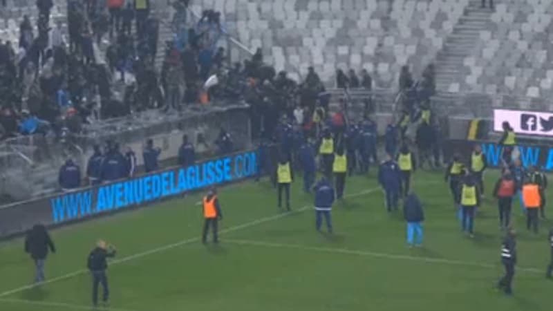 Les supporters de l'OM et les forces de l'ordre à Bordeaux