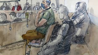 Croquis d'audience de Jean-Marc Reiser lors de son procès pour l'assassinat présumé de Sophie Le Tan, le 28 juin 2022 à Strasbourg