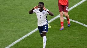 Bukayo Saka buteur pour l'Angleterre lors du quart de finale de l'Euro contre la Suisse, 6 juillet 2024