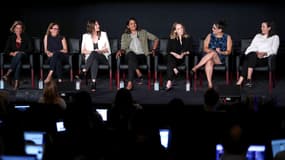 Les réalisatrices Gwyneth Horder-Payton, Liza Johnson, Rachel Goldberg, Meera Menon, Steph Green, Alexis Ostrander et Maggie Kiley durant une conférence à Beverly Hills le 9 août 2017