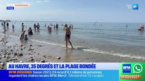 Le Havre: la plage bondée à la suite des fortes chaleurs
