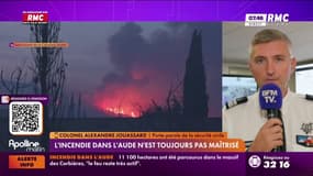 Incendie dans l'Aude: "C'est un feu qui a une vitesse de progression de 5 km/h et plus", explique le colonel Alexandre Jouassard