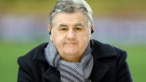 Le journaliste sportif Pierre Ménès le 2 mars 2018 au stade "Louis II" à Monaco
