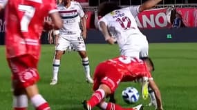 Marcelo auteur d'une faute atroce sur Luciano Sanchez, le 2 août 2023.