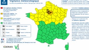Les départements en vigilance orange le 2 janvier à 9h.