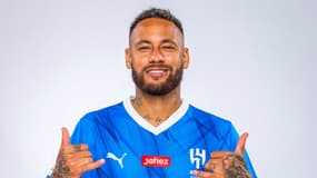 Neymar lors de sa présentation à Al-Hilal, le 15 août 2023