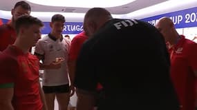 Simon Raiwalui, le sélectionneur des Fidji, dans le vestiaire du Portugal, lors de la Coupe du monde 2023