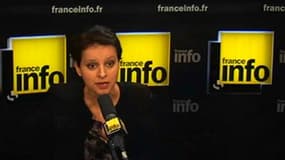 La ministre du Droit des femmes Najat Vallaud-Belkacem au micro de France Infor mardi matin.
