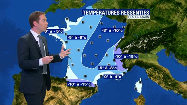 Les températures ressenties annoncées pour le jeudi 22 février. Les températures ressenties annoncées pour le jeudi 22 février.