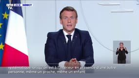 Emmanuel Macron demande "le port du masque systématique lorsqu'on se trouve à l'intérieur en présence d'une autre personne, même un proche"
