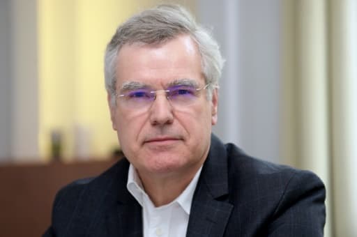 Le président du groupe pharmaceutique Olivier Laureau, le 11 mars 2020 à Paris Le président du groupe pharmaceutique Olivier Laureau, le 11 mars 2020 à Paris