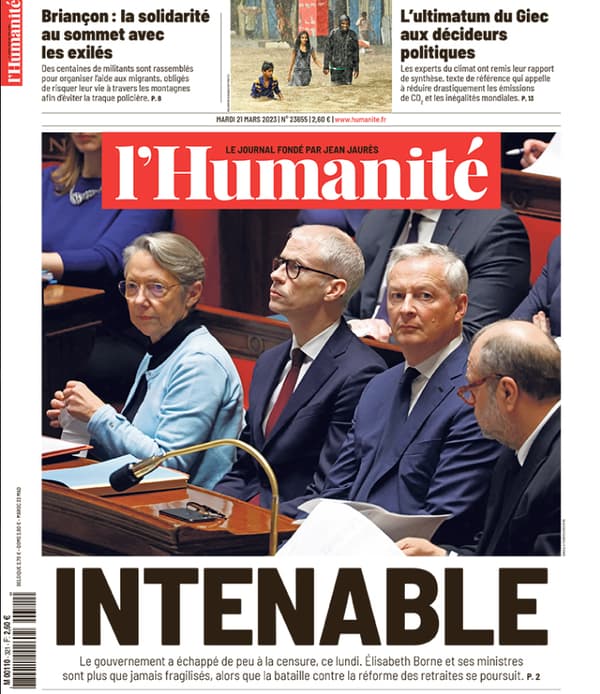 The front page of L'Humanité of March 21, 2023 