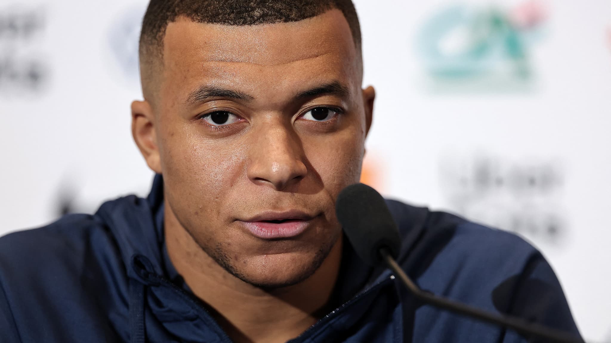 Kylian Mbappé en conférence de presse, le 17 novembre 2023.