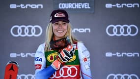 L'Américaine Mikaela Shiffrin après sa victoire dans le slalom géant de Courchevel le 21 décembre 2021