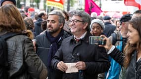 Jean-Luc Mélenchon et Alexis Corbière, députés La France insoumise, à Paris le 24 septembre 2019