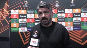 Gennaro Gattuso au micro de RMC Sport à la veille du barrage aller de Ligue Europa entre l'OM et le Shakhtar Donetsk, le 14/02/2024