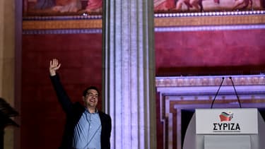 Le leader du parti grec Syriza, Alexis Tsipras, dimanche 25 janvier, après sa victoire, à Athènes.