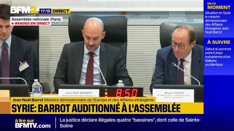 Situation en Syrie: le ministre démissionnaire des Affaires étrangères Jean-Noël Barrot auditionné à l'Assemblée