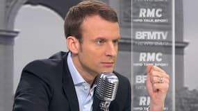 Le ministre de l'Economie, Emmanuel Macron, sur le plateau de BFMTV-RMC, le 20 janvier 2015.