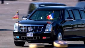 Donald Trump et sa femme arrivent sur les Champs, accueillis par Brigitte Macron 