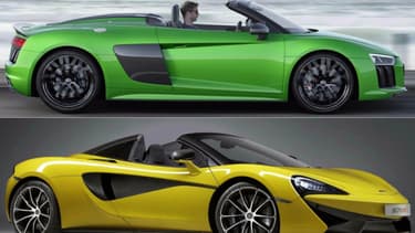 A quelques heures d'intervalle, Audi a dévoilé sa nouvelle R8 V10 Plus Spyder, et McLaren la 570S Spider.