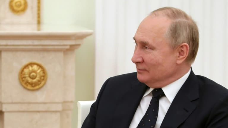 Vladimir Poutine lors d'une rencontre au Kremlin avec son homologue du Bélarus, le 11 mars 2022