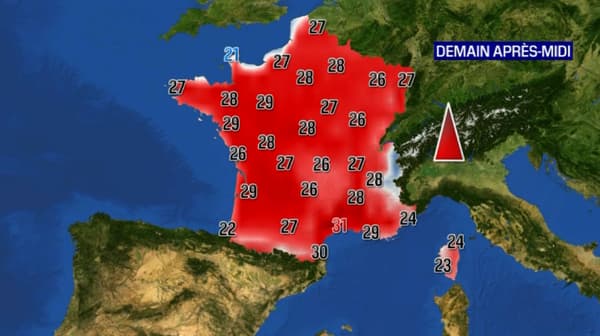 Les températures pour ce mercredi après-midi Les températures pour ce mercredi après-midi