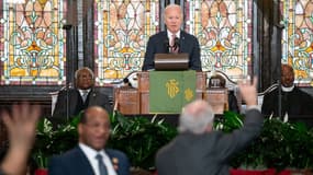 Joe Biden prononçant un discours à Charleston, le 8 janvier 2024