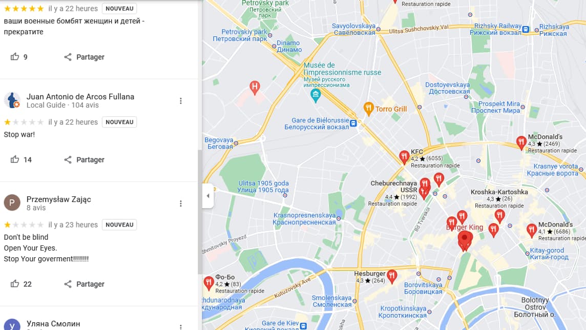 Les avis du Burger King de Moscou