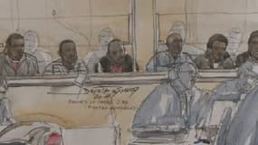 Les pirates somaliens durant le procès devant la Cour d'assise de Rennes