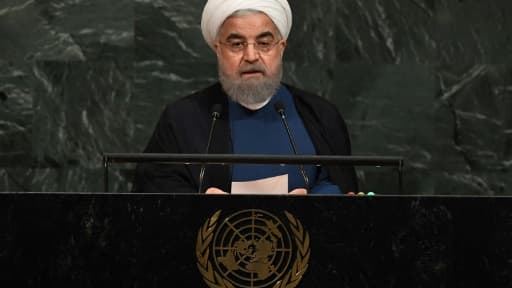 Le président iranien Hassan Rohani devant l'ONU, le 20 septembre 2017 New York.