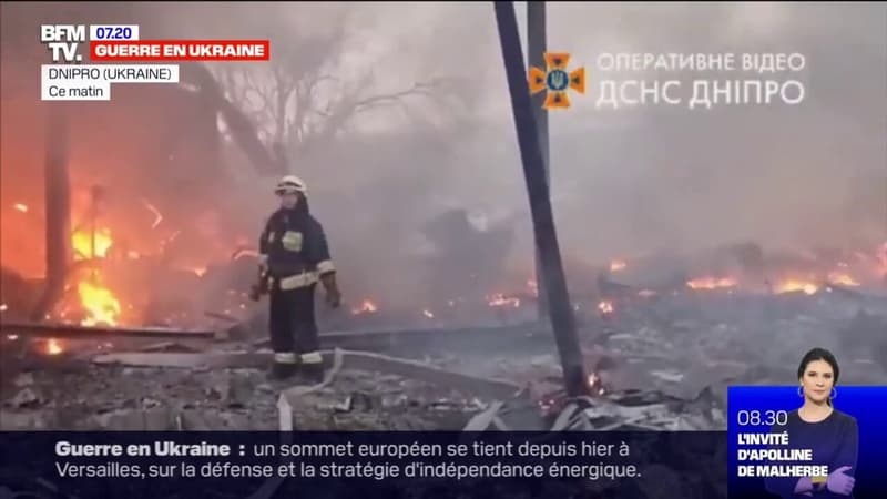 Guerre en Ukraine: les images de zones civiles de Dnipro bombardées par l'armée russe